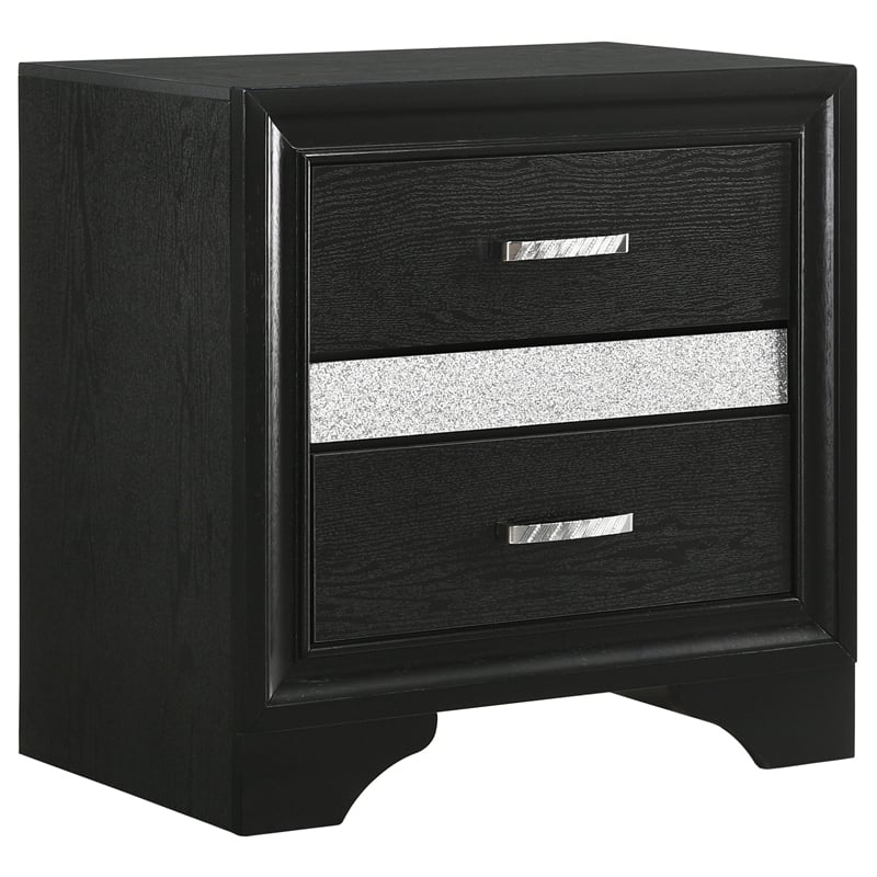 Pemberly Row 4-Piece Full Upholstered Bedroom Set in Black Finish