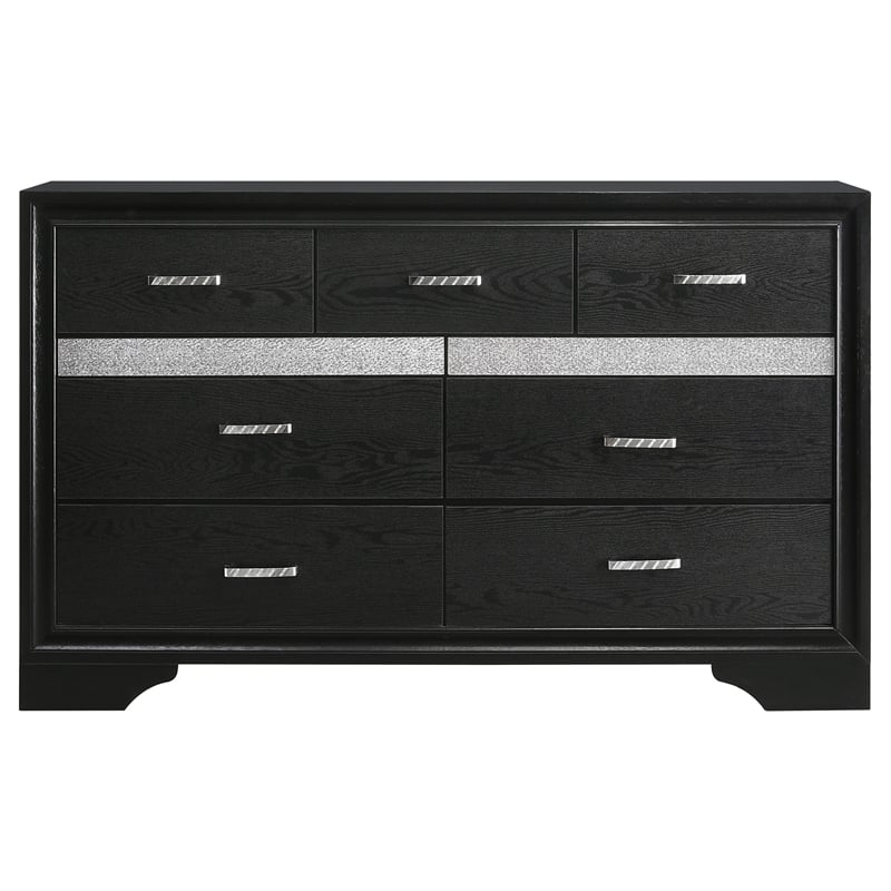 Pemberly Row 4-Piece Full Upholstered Bedroom Set in Black Finish