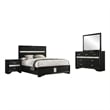 Pemberly Row 4-Piece Full Upholstered Bedroom Set in Black Finish