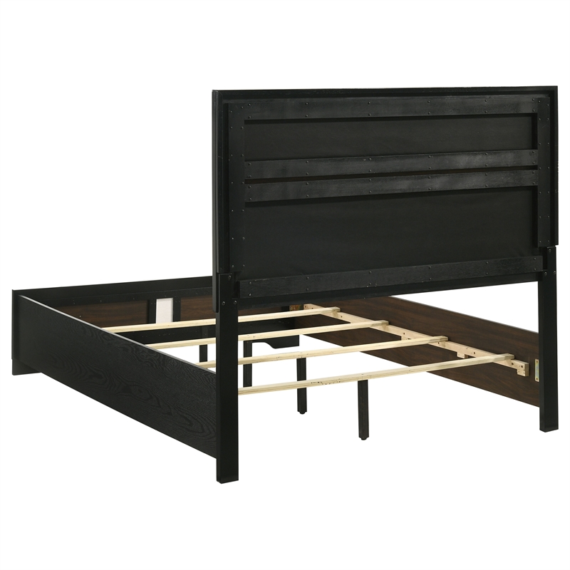Pemberly Row 5-Piece Full Upholstered Bedroom Set in Black Finish