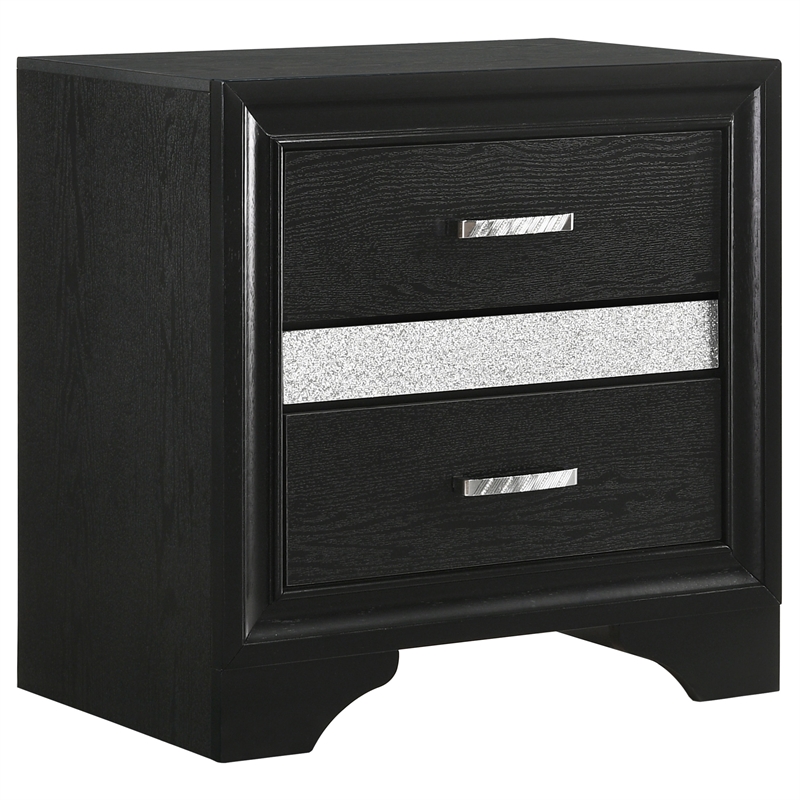 Pemberly Row 5-Piece Full Upholstered Bedroom Set in Black Finish