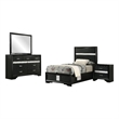 Pemberly Row 4-Piece Twin Upholstered Bedroom Set in Black Finish