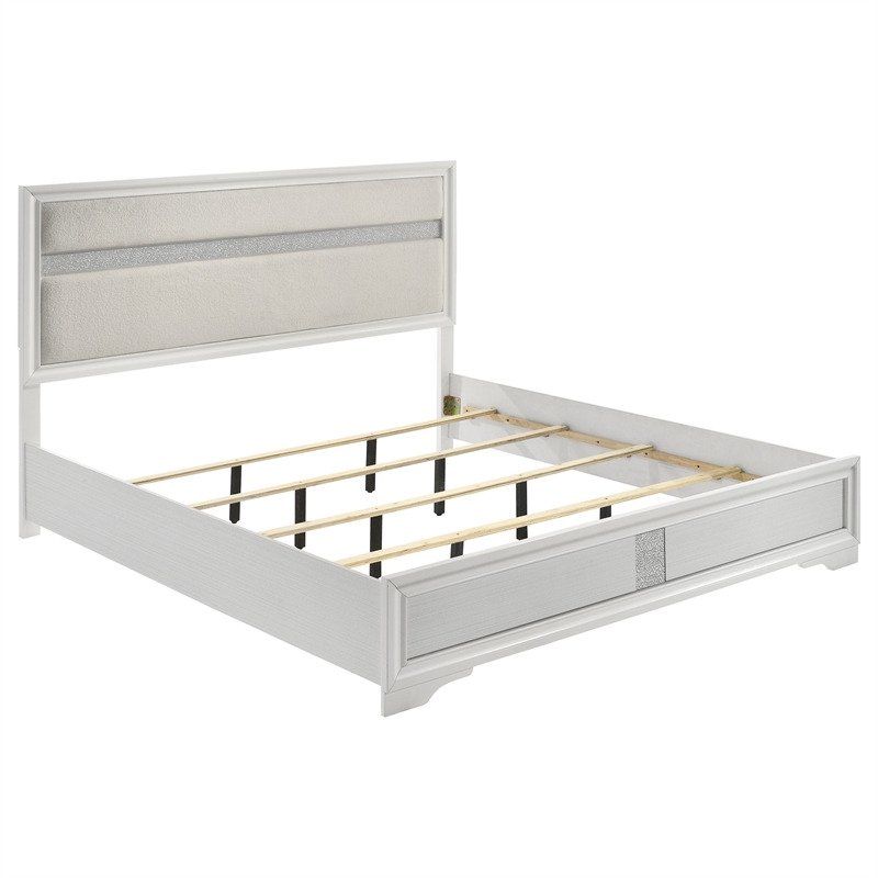 Pemberly Row 4-Piece Eastern King Upholstered Bedroom Set in White