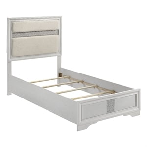 Pemberly Row 54-Inch Upholstered Twin Panel Bed in White Finish