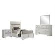 Pemberly Row 4-Piece Twin Upholstered Bedroom Set in White Finish