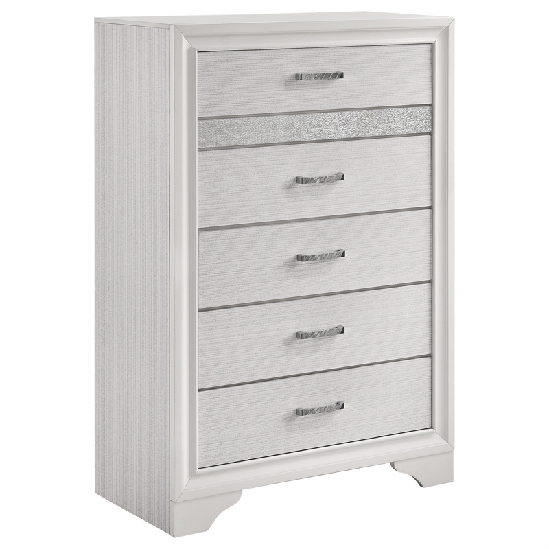 Pemberly Row 5-Piece Twin Upholstered Bedroom Set in White Finish