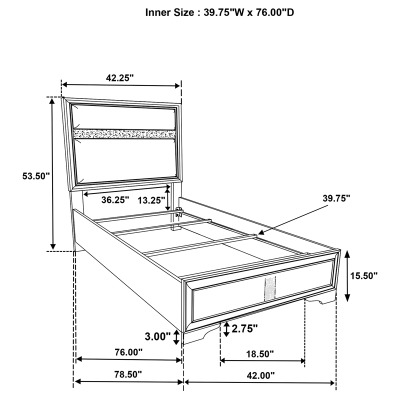 Pemberly Row 5-Piece Twin Upholstered Bedroom Set in White Finish