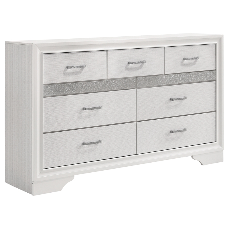 Pemberly Row 5-Piece Twin Upholstered Bedroom Set in White Finish