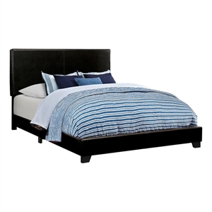 Pemberly Row Faux Leather Upholstered California King Bed in Black
