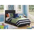 Pemberly Row Faux Leather Upholstered Twin Panel Bed in Black