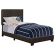 Pemberly Row Faux Leather Upholstered Twin Panel Bed in Brown