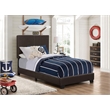 Pemberly Row Faux Leather Upholstered Twin Panel Bed in Brown