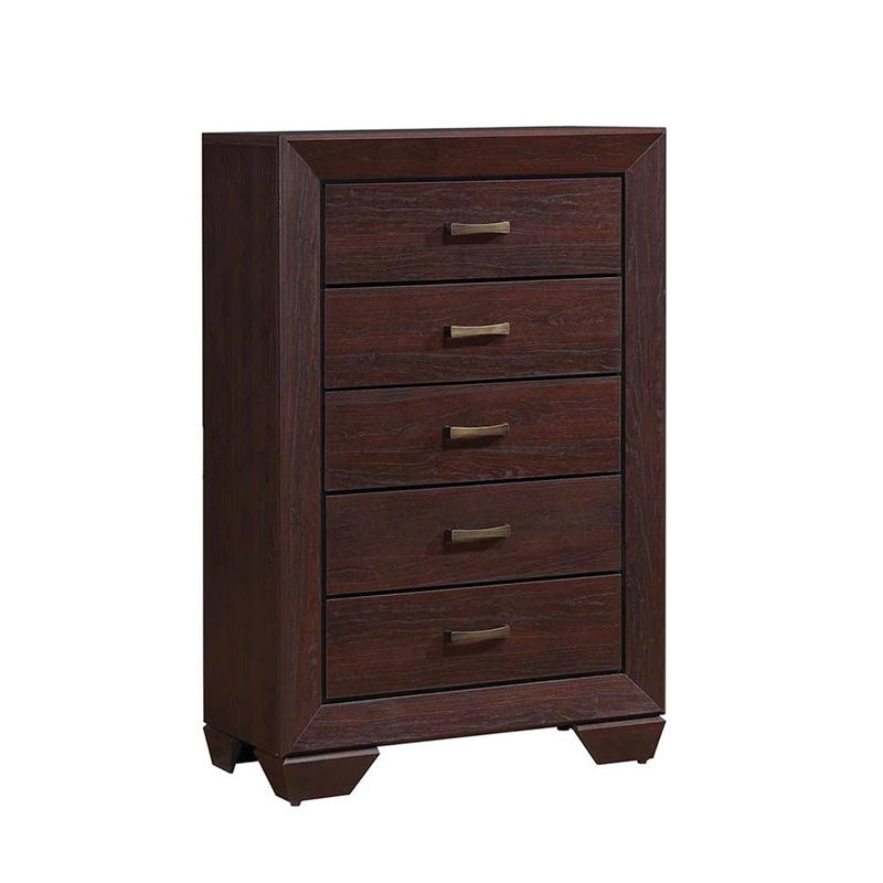 Pemberly Row 5-Piece Eastern King Leatherette Bedroom Set in Dark Cocoa