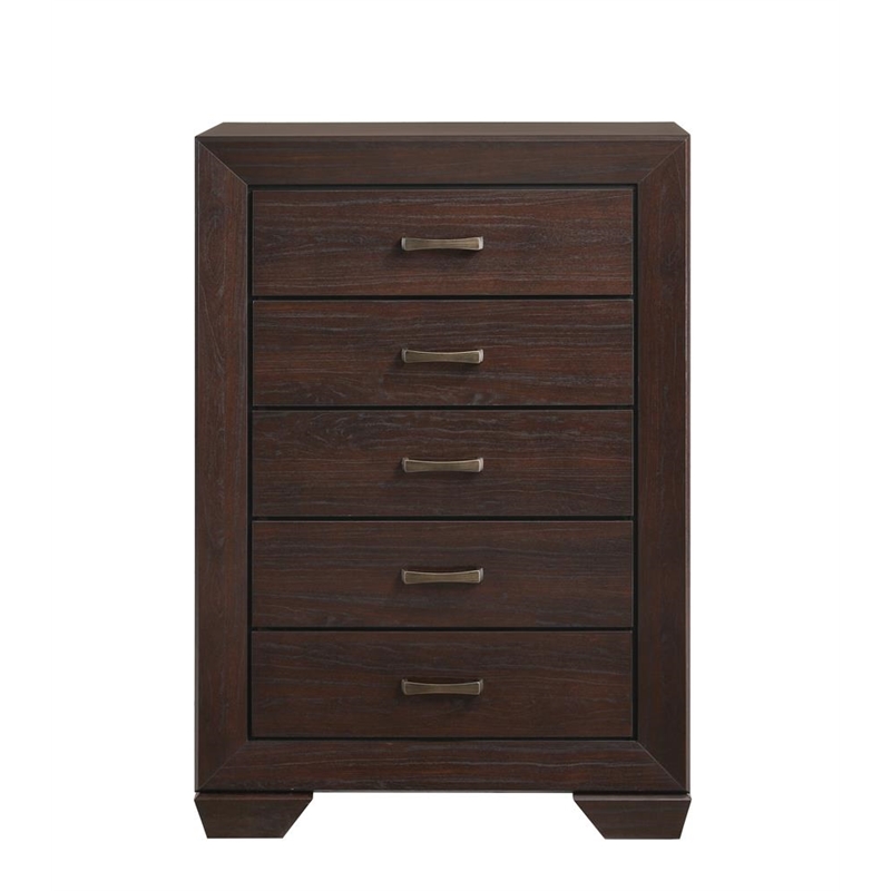 Pemberly Row 5-Piece Eastern King Leatherette Bedroom Set in Dark Cocoa