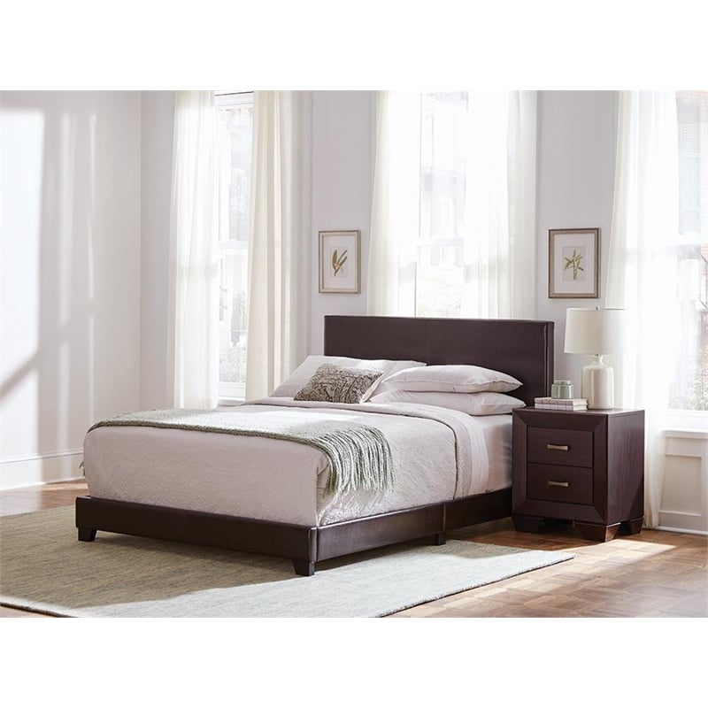 Pemberly Row 4-Piece California King Leatherette Bedroom Set in Cocoa