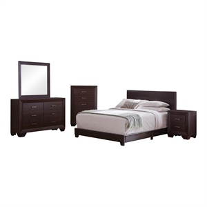 Pemberly Row 5-Piece California King Leatherette Set in Dark Cocoa