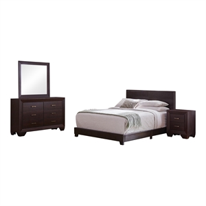 Pemberly Row 4-Piece Eastern King Leatherette Set in Dark Cocoa