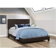 Pemberly Row Faux Leather Upholstered Queen Panel Bed in Brown