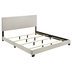 pemberly row fabric upholstered california king panel bed in cream