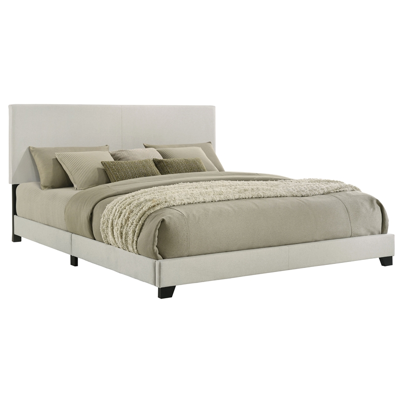 pemberly row fabric upholstered california king panel bed in cream