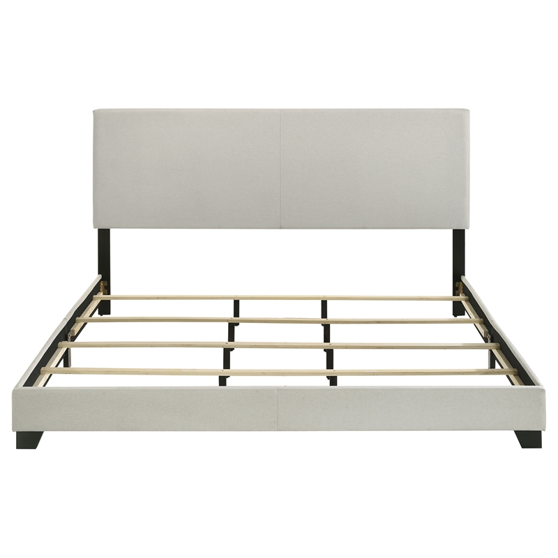 pemberly row fabric upholstered california king panel bed in cream