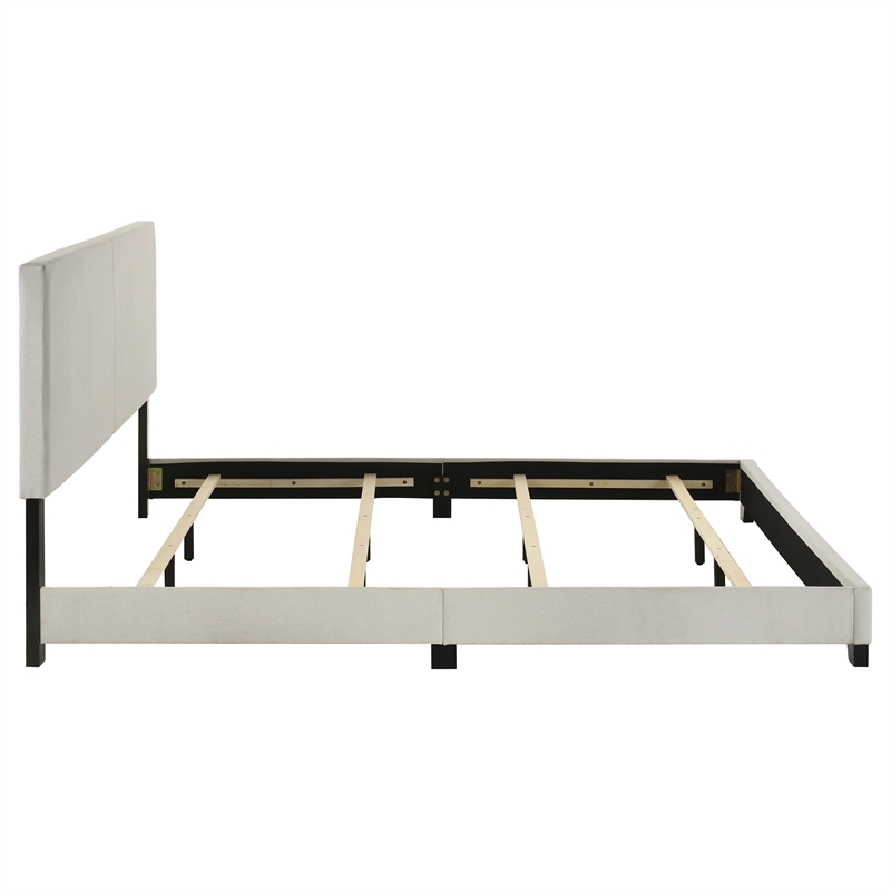 pemberly row fabric upholstered california king panel bed in cream
