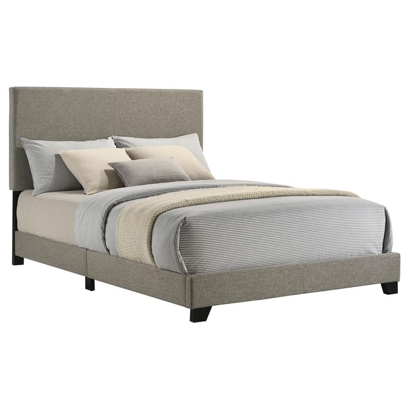 Pemberly Row Fabric Upholstered Full Panel Bed in Taupe Finish
