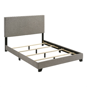 Pemberly Row Fabric Upholstered Full Panel Bed in Taupe Finish