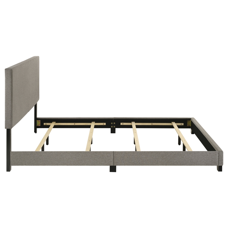 Pemberly Row Fabric Upholstered Eastern King Panel Bed in Taupe