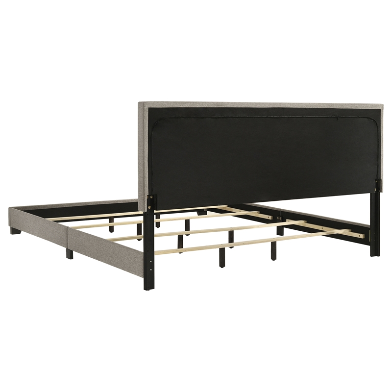 Pemberly Row Fabric Upholstered Eastern King Panel Bed in Taupe