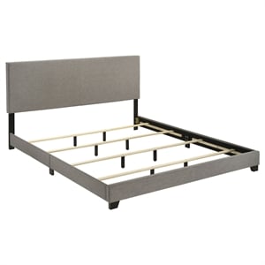 Pemberly Row Fabric Upholstered Eastern King Panel Bed in Taupe