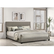 Pemberly Row Fabric Upholstered Eastern King Panel Bed in Taupe
