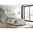 Pemberly Row Fabric Upholstered Twin Panel Bed in Cream Finish