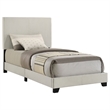 Pemberly Row Fabric Upholstered Twin Panel Bed in Cream Finish