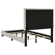 Pemberly Row Fabric Upholstered Twin Panel Bed in Cream Finish