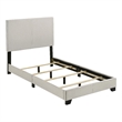 Pemberly Row Fabric Upholstered Twin Panel Bed in Cream Finish
