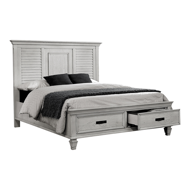 Pemberly Row 4-Piece Eastern King Bedroom Set in Distressed White