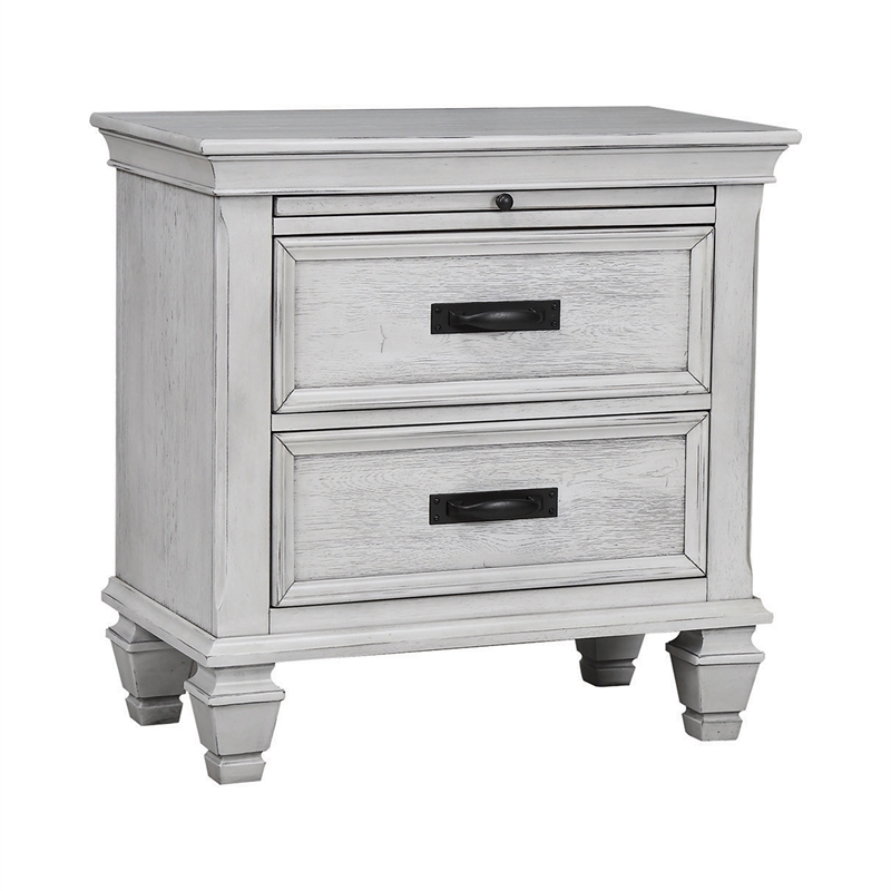 Pemberly Row 4-Piece Eastern King Bedroom Set in Distressed White