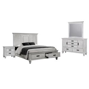 Pemberly Row 4-Piece Queen Coastal Bedroom Set in Distressed White