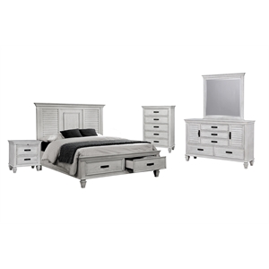 Pemberly Row 5-Piece Queen Coastal Bedroom Set in Distressed White