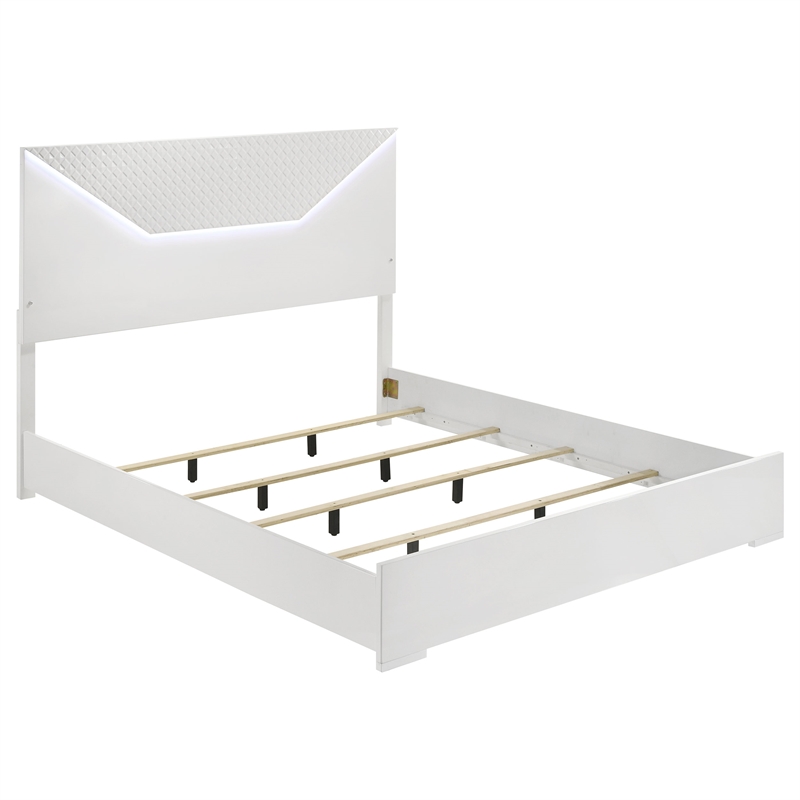 Pemberly Row 4-Piece Queen High Gloss Bedroom Set in White Finish