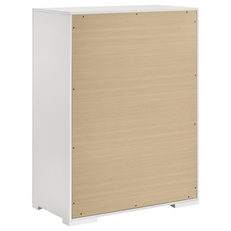 Pemberly Row 5-Piece Queen High Gloss Bedroom Set in White Finish