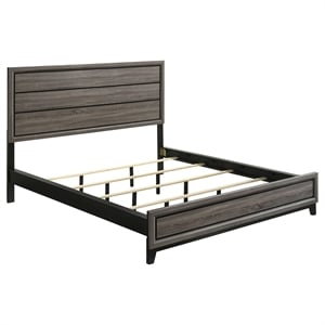 Pemberly Row 56-Inch Wood California King Panel Bed in Gray Oak