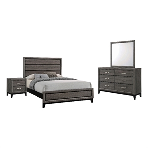 Pemberly Row 4-Piece 56-Inch Eastern King Bedroom Set in Gray Oak