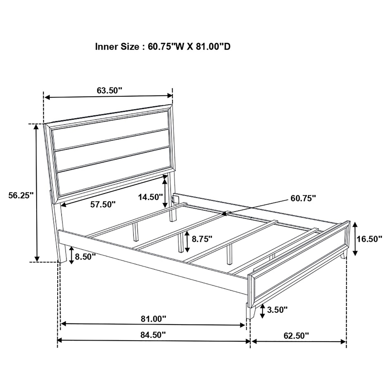 Pemberly Row 5-Piece 56-Inch Wood Queen Bedroom Set in Gray Oak