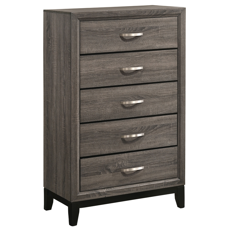 Pemberly Row 5-Piece 56-Inch Wood Queen Bedroom Set in Gray Oak