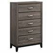 Pemberly Row Mid-Century 5-Drawer Bedroom Chest in Grey Oak Finish
