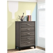 Pemberly Row Mid-Century 5-Drawer Bedroom Chest in Grey Oak Finish