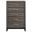 Pemberly Row Mid-Century 5-Drawer Bedroom Chest in Grey Oak Finish