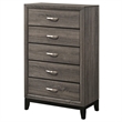 Pemberly Row Mid-Century 5-Drawer Bedroom Chest in Grey Oak Finish